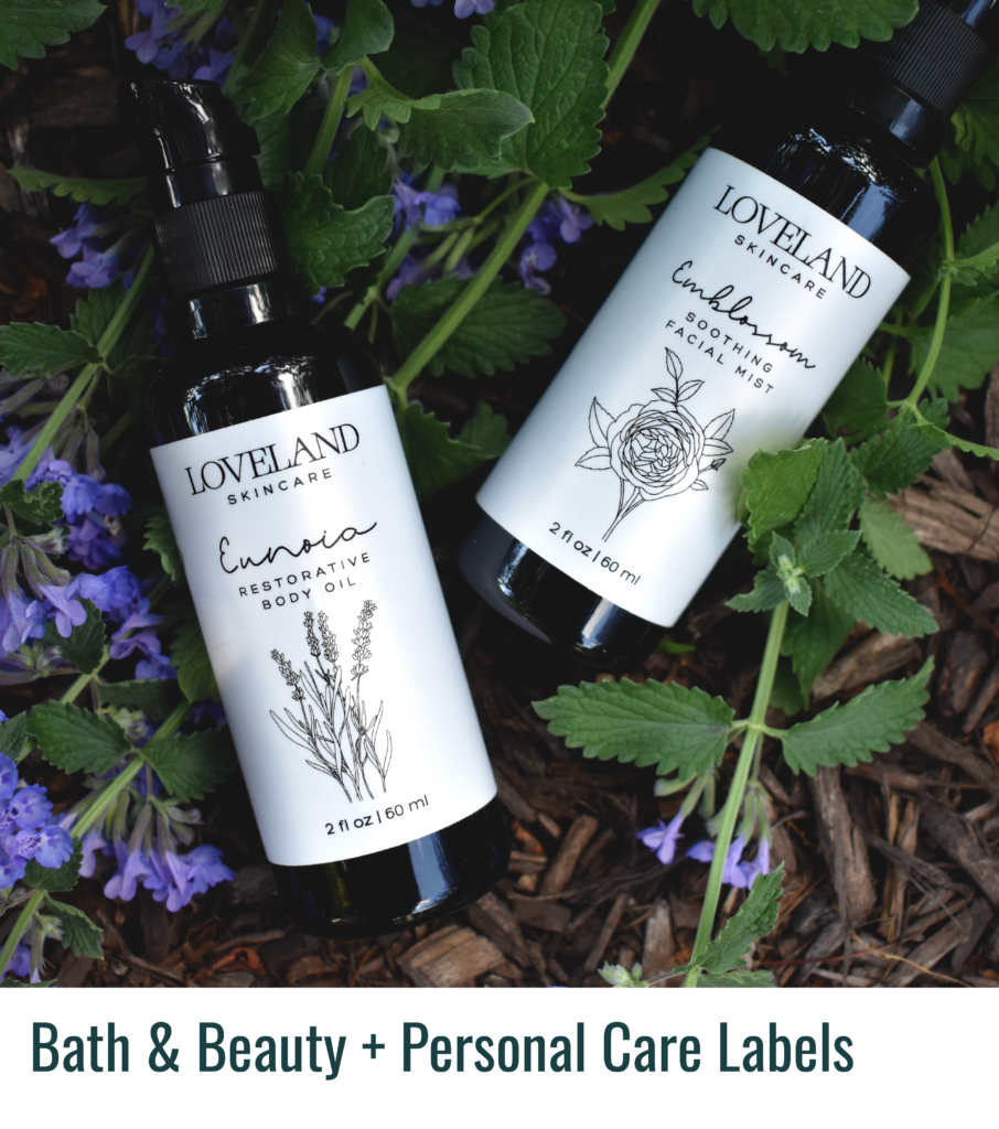 Bath and beauty plus personal care labels